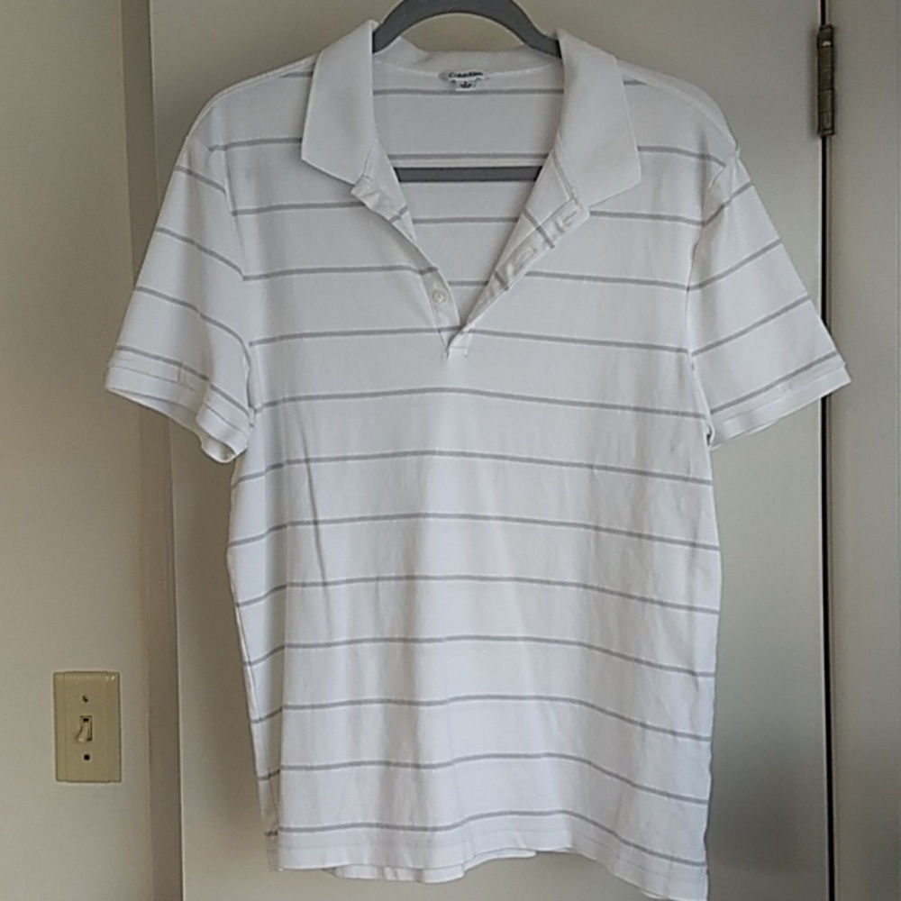 Calvin Klein Men's Short Sleeve Polo White & Gray